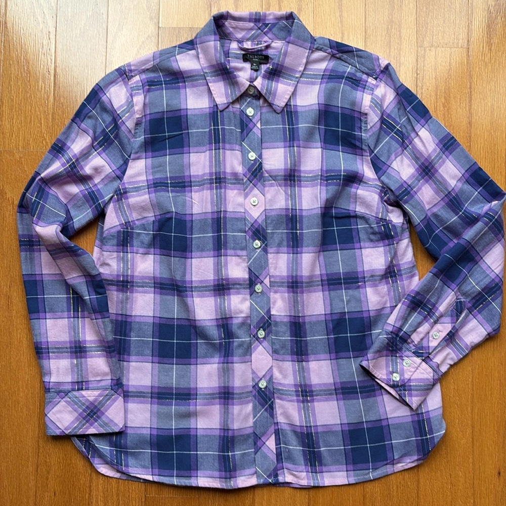 Talbots purple flannel with pizzazz